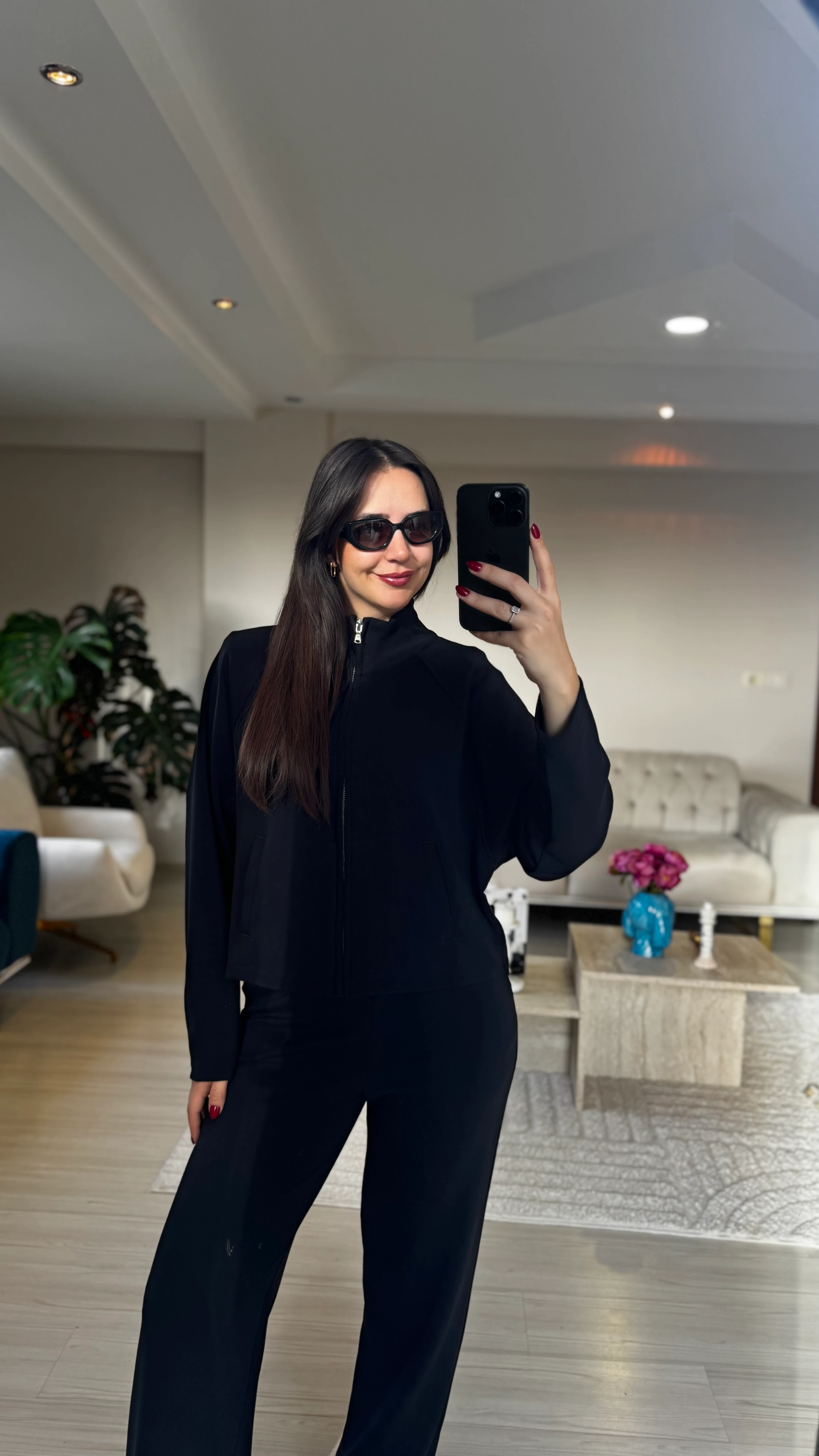 Arkası Pileli Antrasit Takım