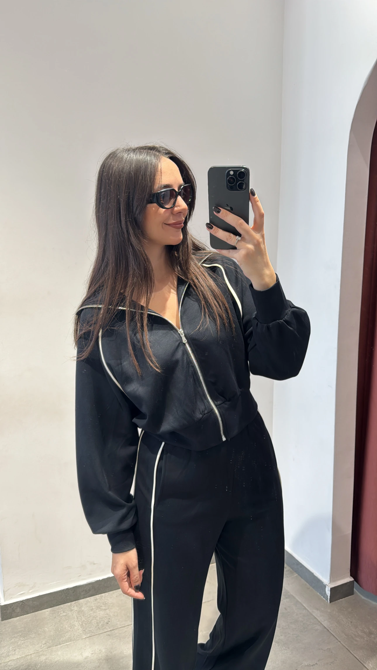 Fermuarlı Biyeli Takım Siyah