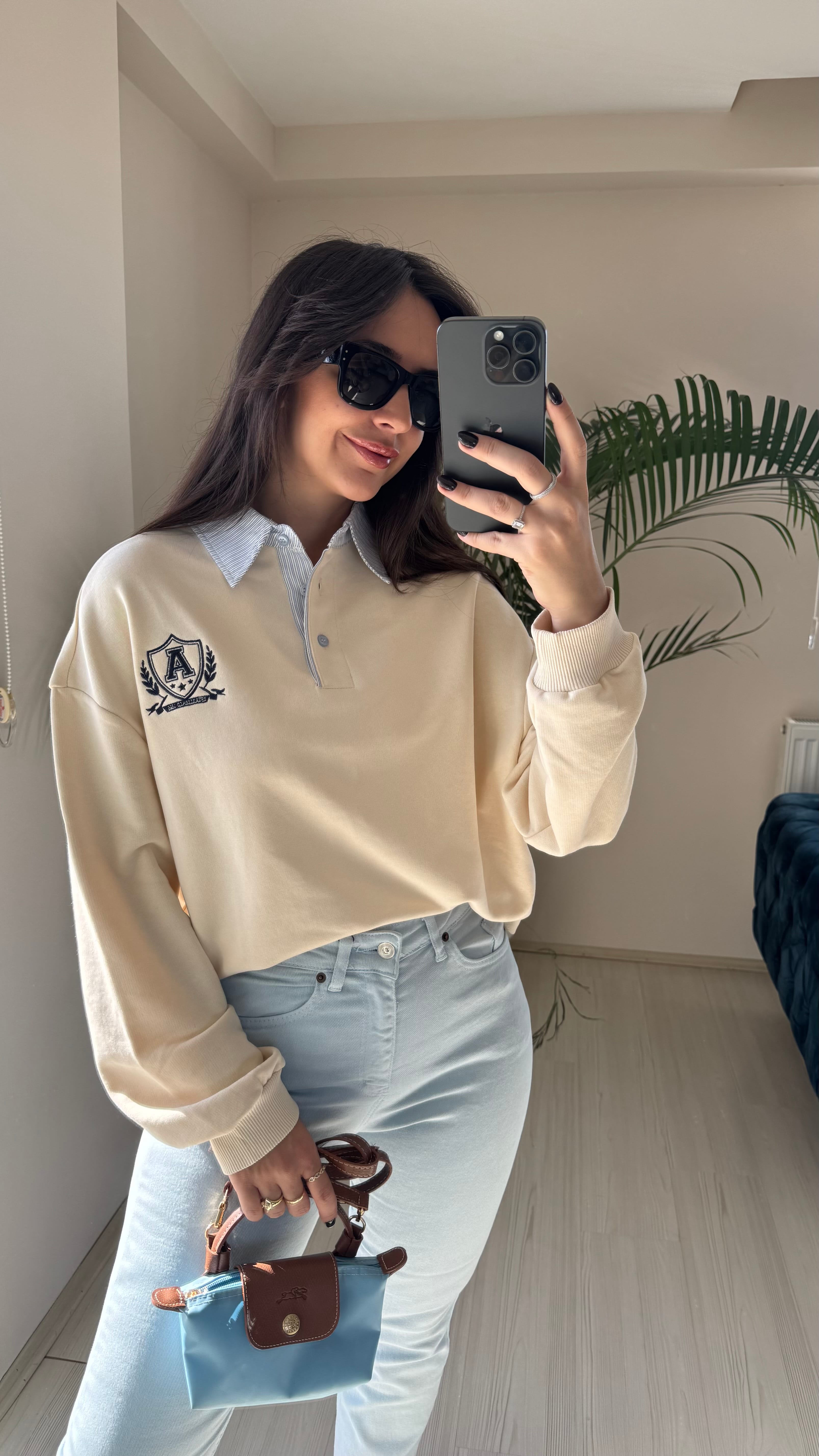 Bej Sweat Polo Yaka
