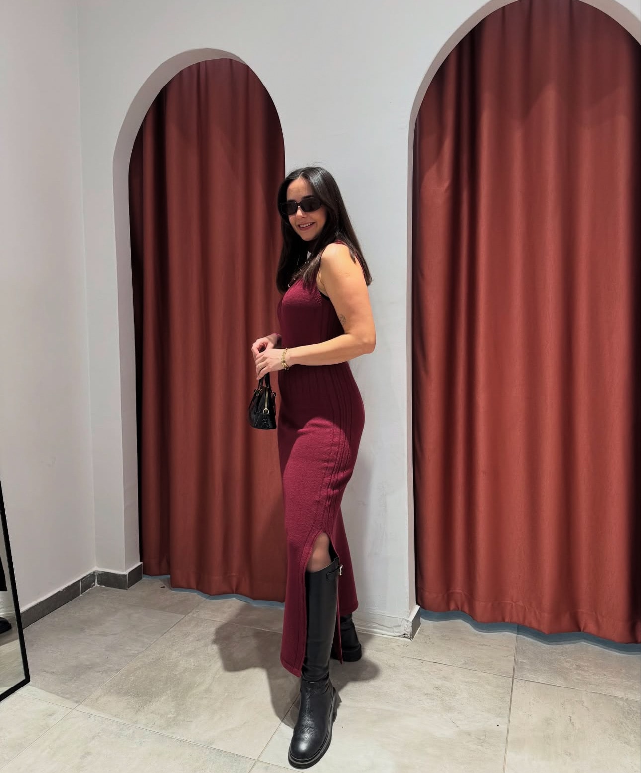 Elbise Triko Dilvin Bordo