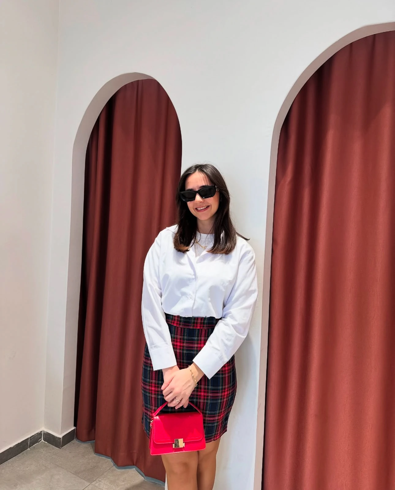 Etek Kırmızı Ekose