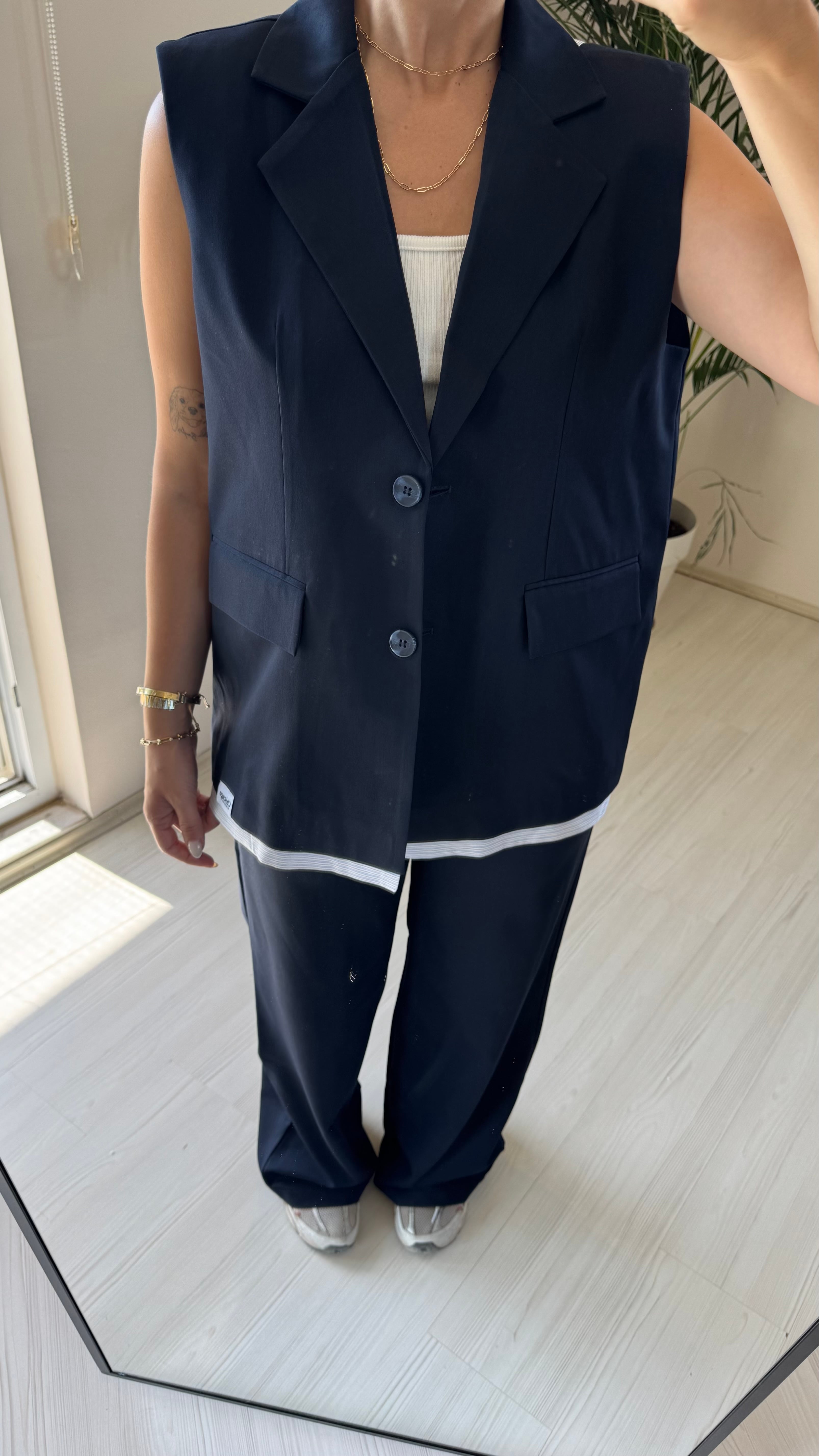 Lacivert Yelek Oversize
