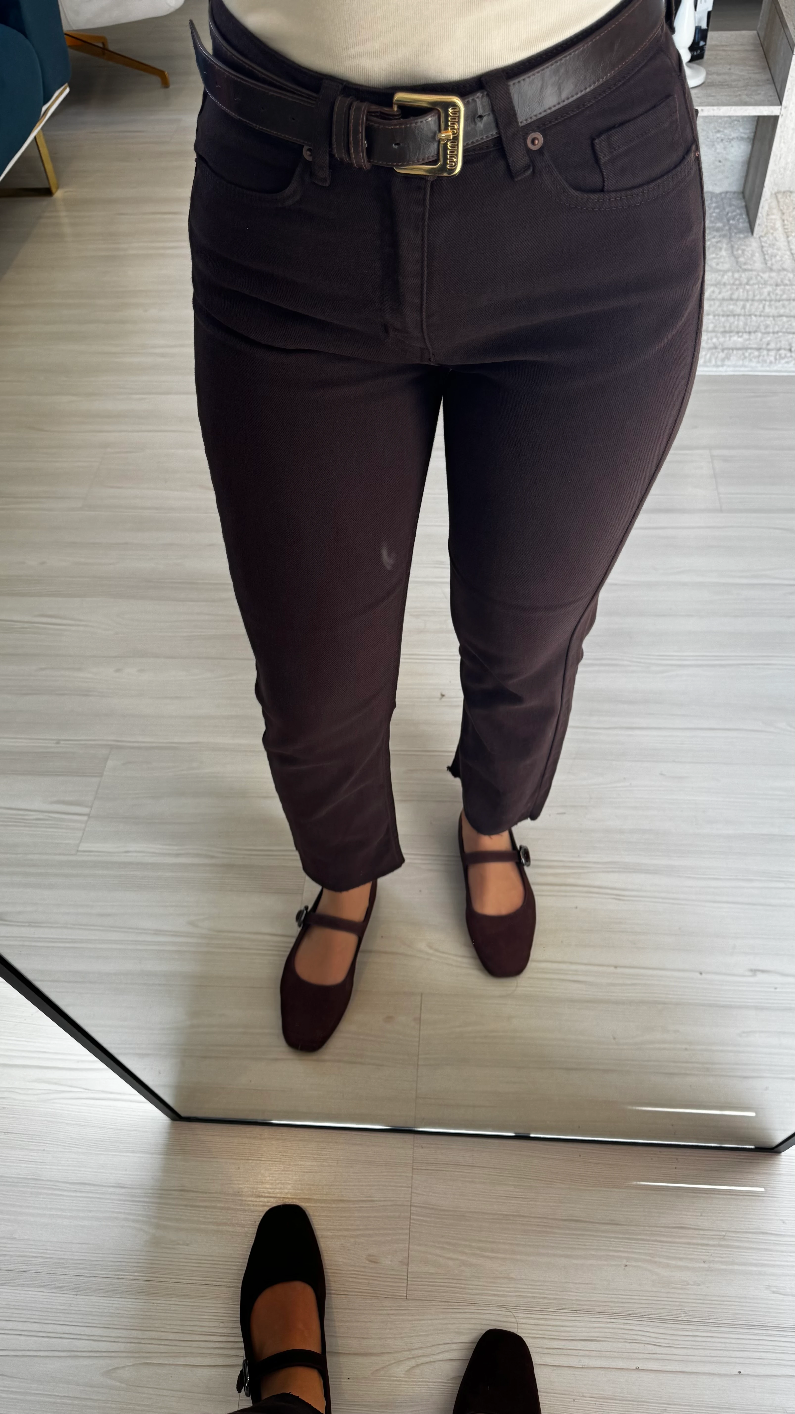 Kahverengi Boyfit Kesik Paça Jean