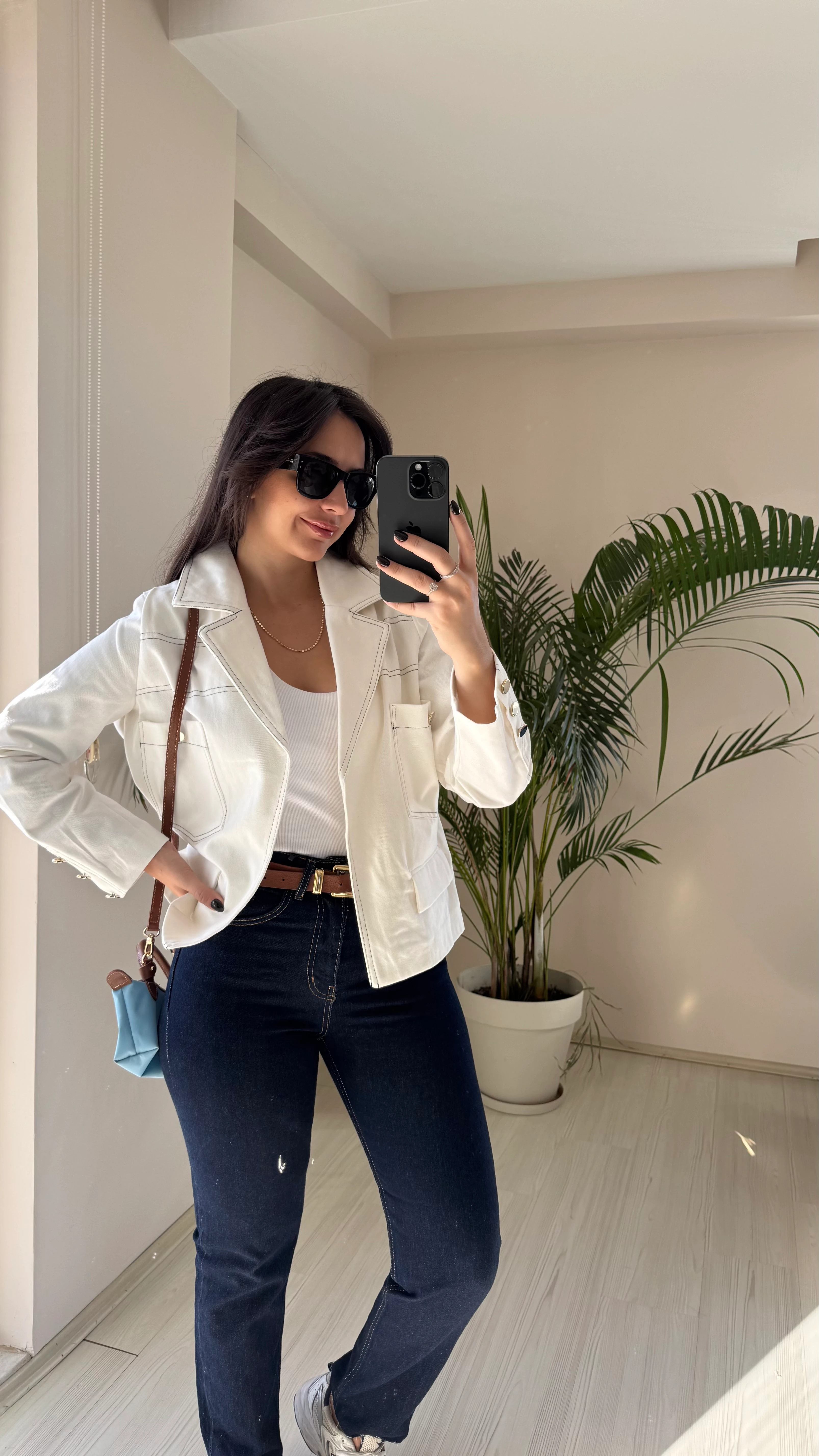 Boyfit Kesik Paça Jean - Lacivert