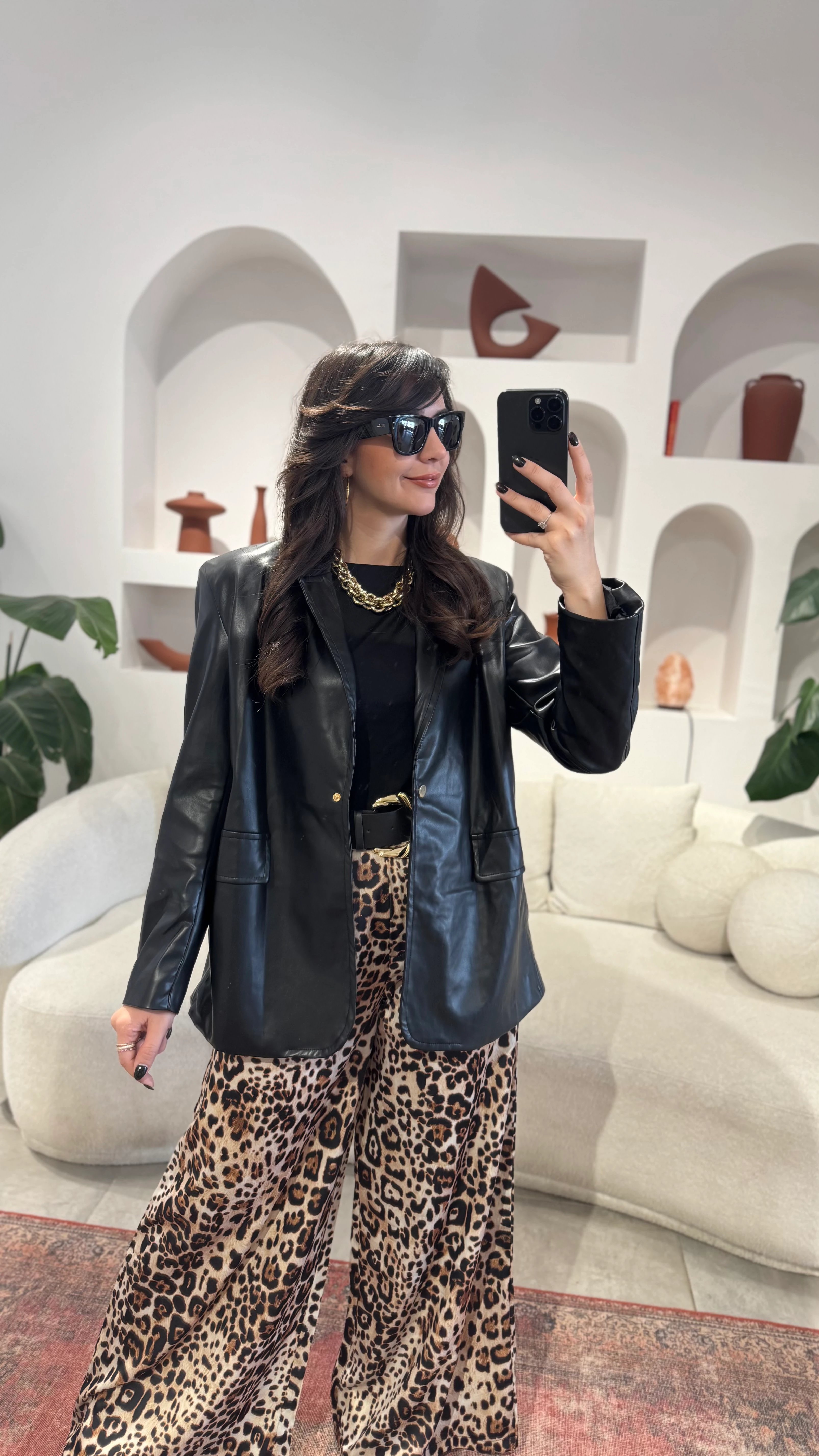 Kemerli Leopar Pantolon