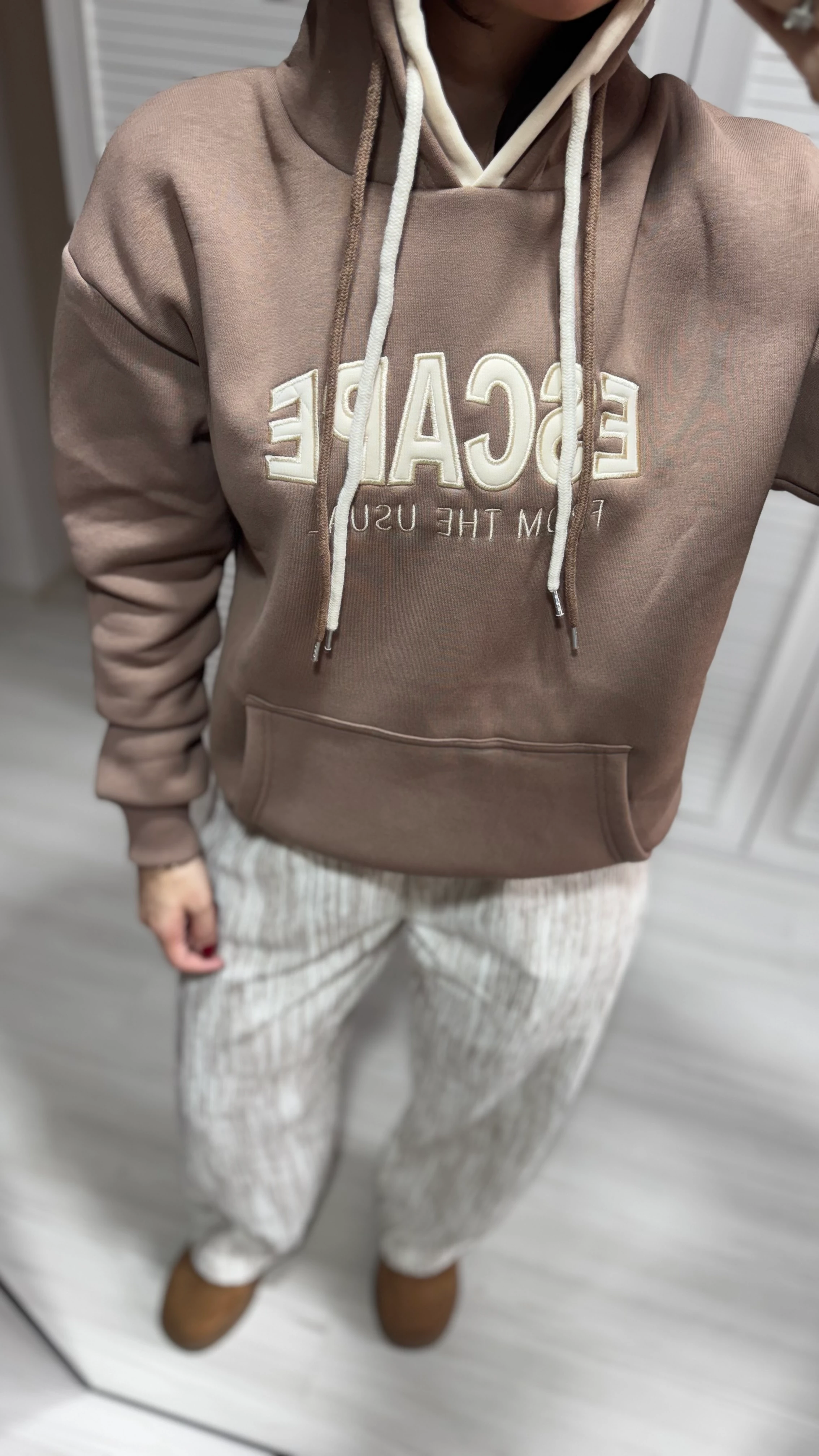 Ekru Kadife Pantolon