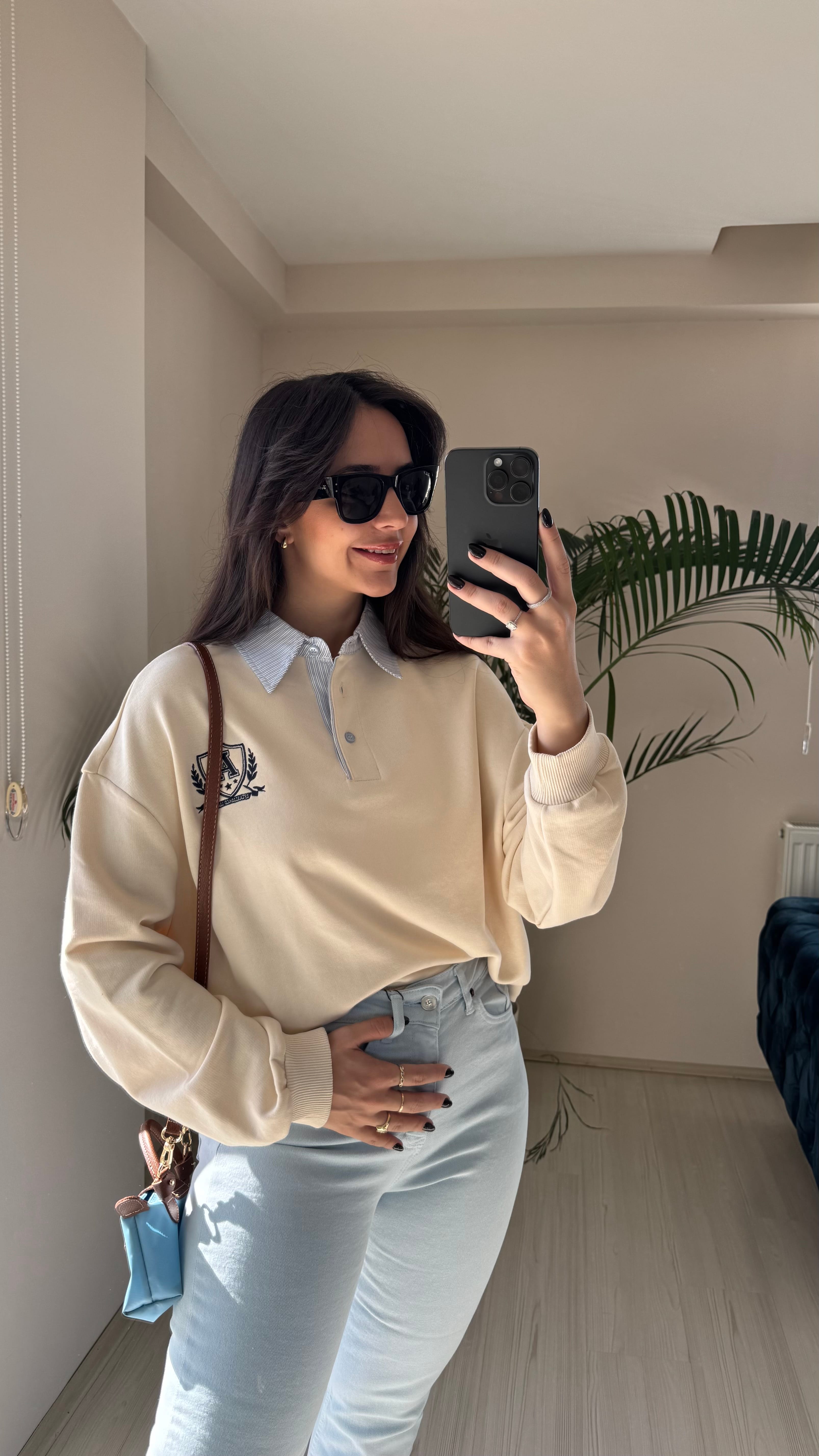 Bej Sweat Polo Yaka