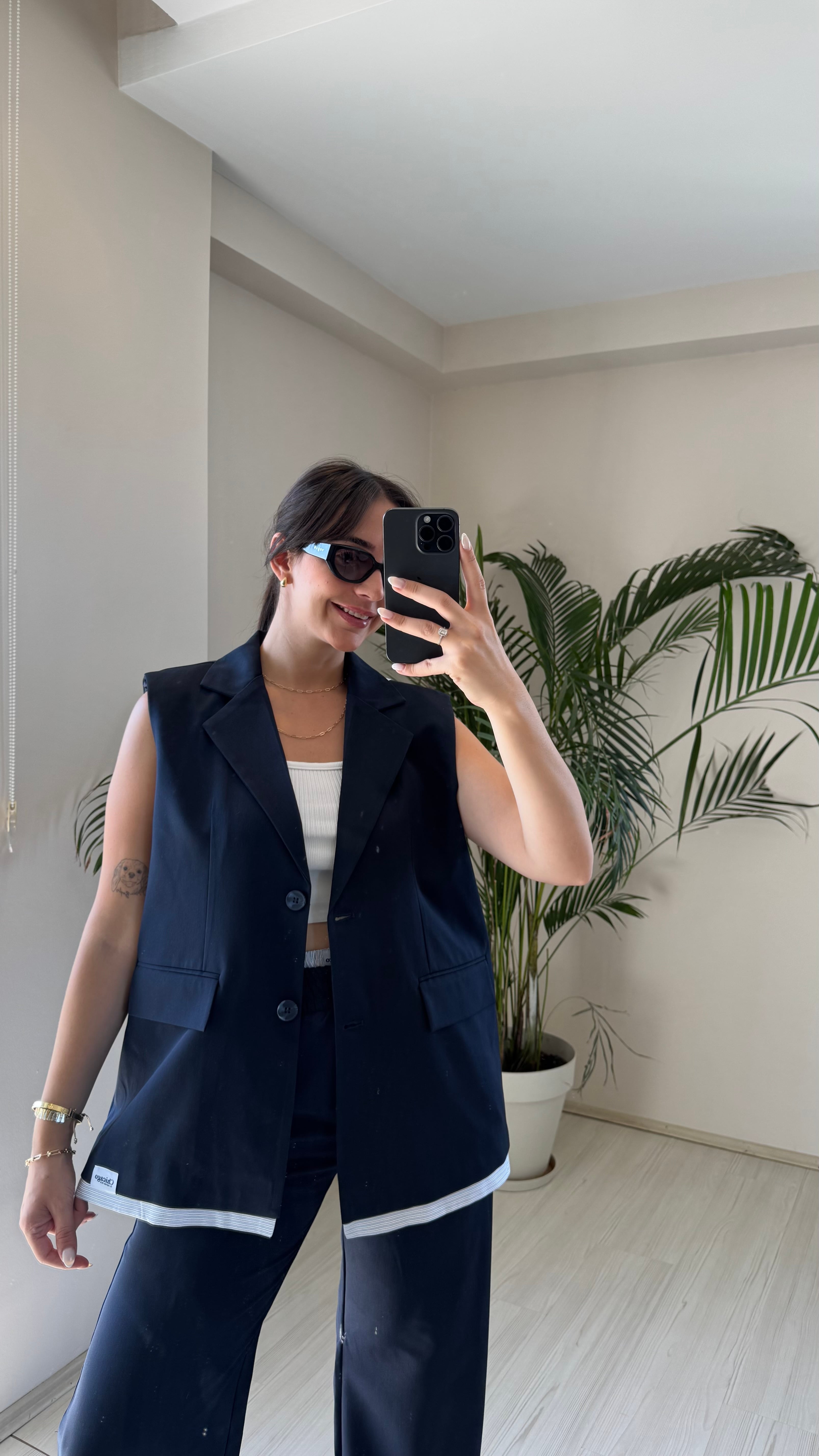 Lacivert Yelek Oversize
