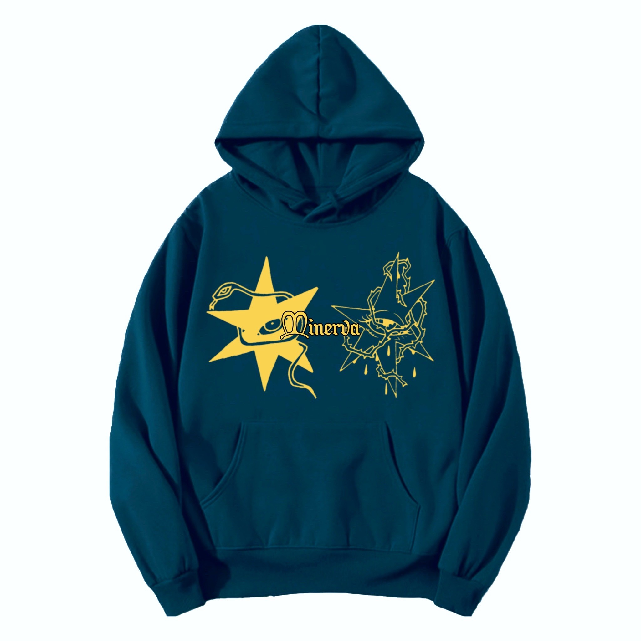 STARS printed teal green hoodie
