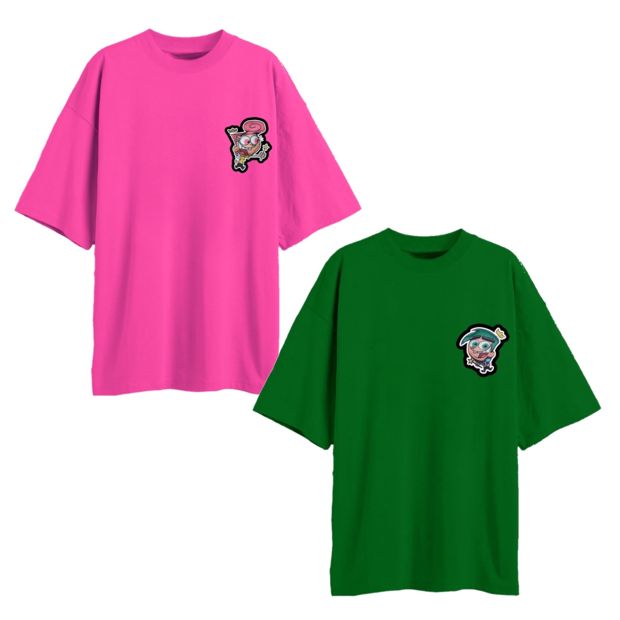 COSMO & WANDA puffer patched oversized t-shirt pack