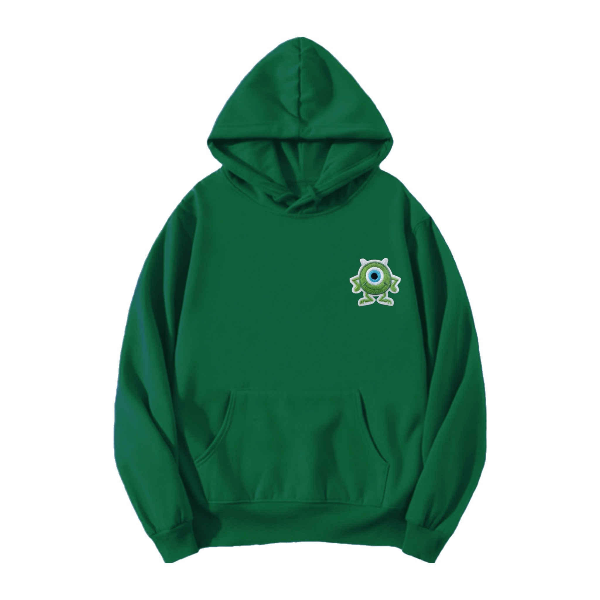 MIKE patched regular fit dark green hoodie 