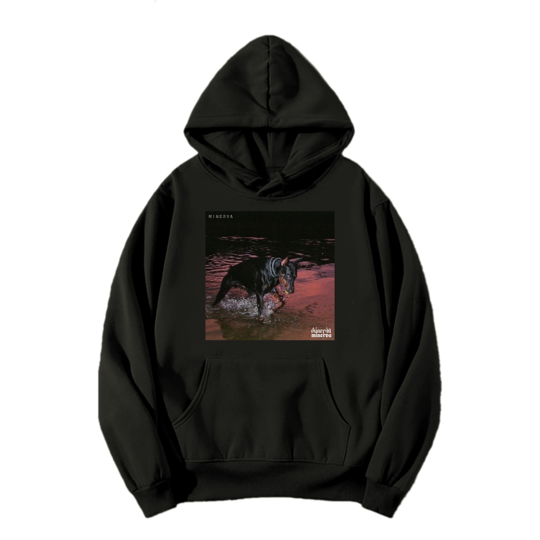SAVAGE black regular fit printed hoodie