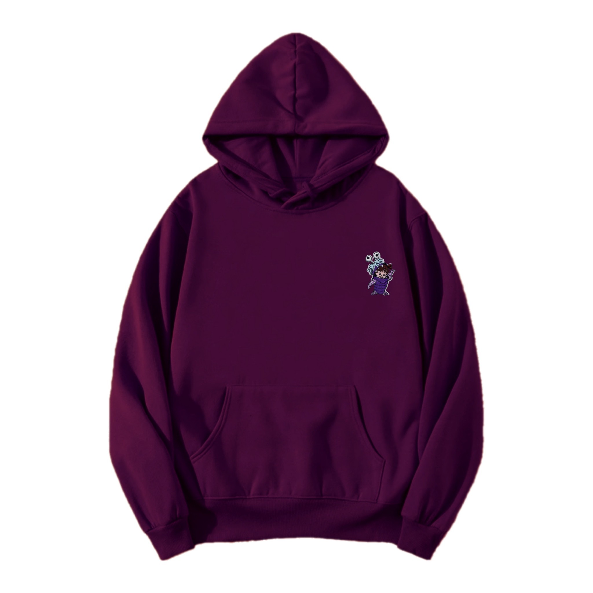 BOO patched regular fit dark purple hoodie 