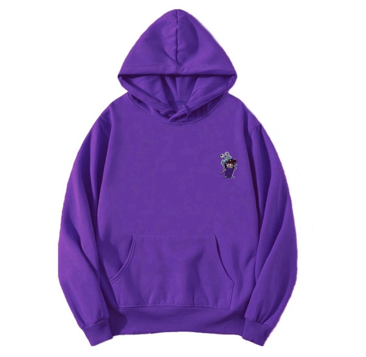 BOO patched regular fit purple hoodie 