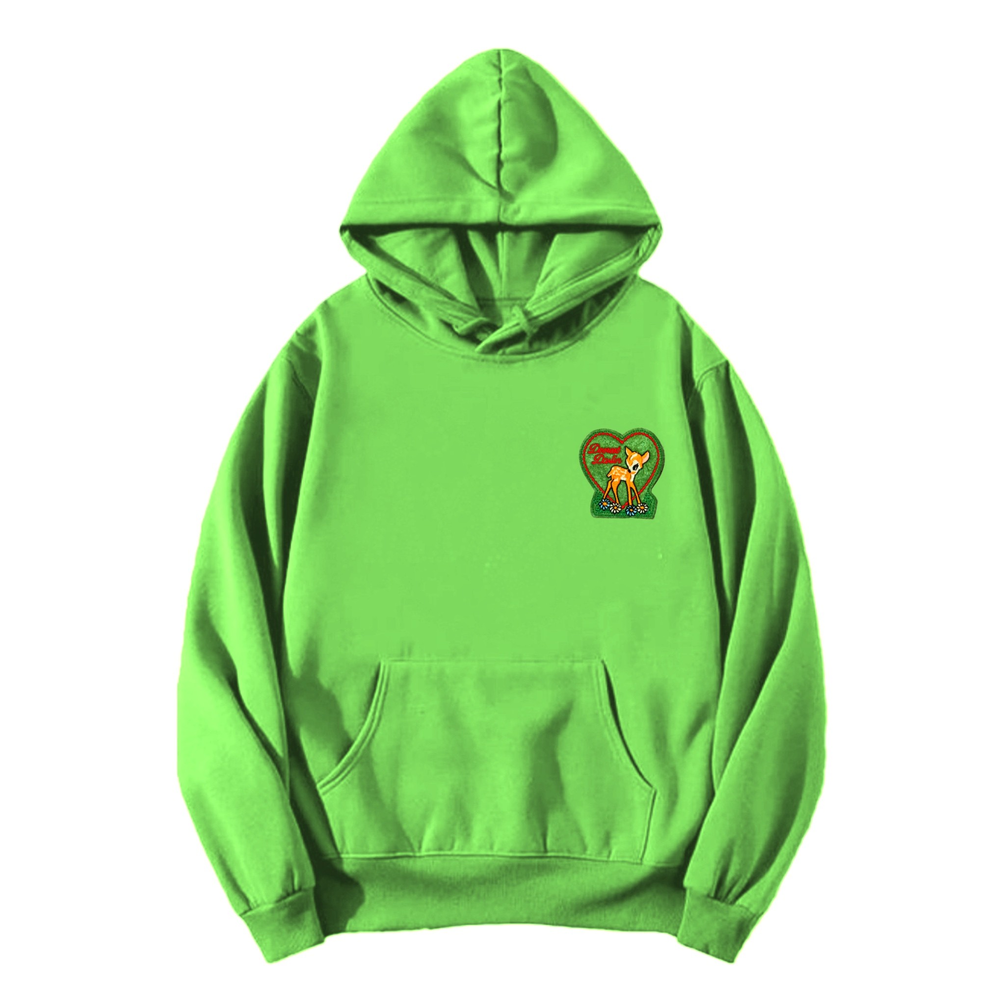 DEAREST DARLING lime green patched regular fit hoodie 