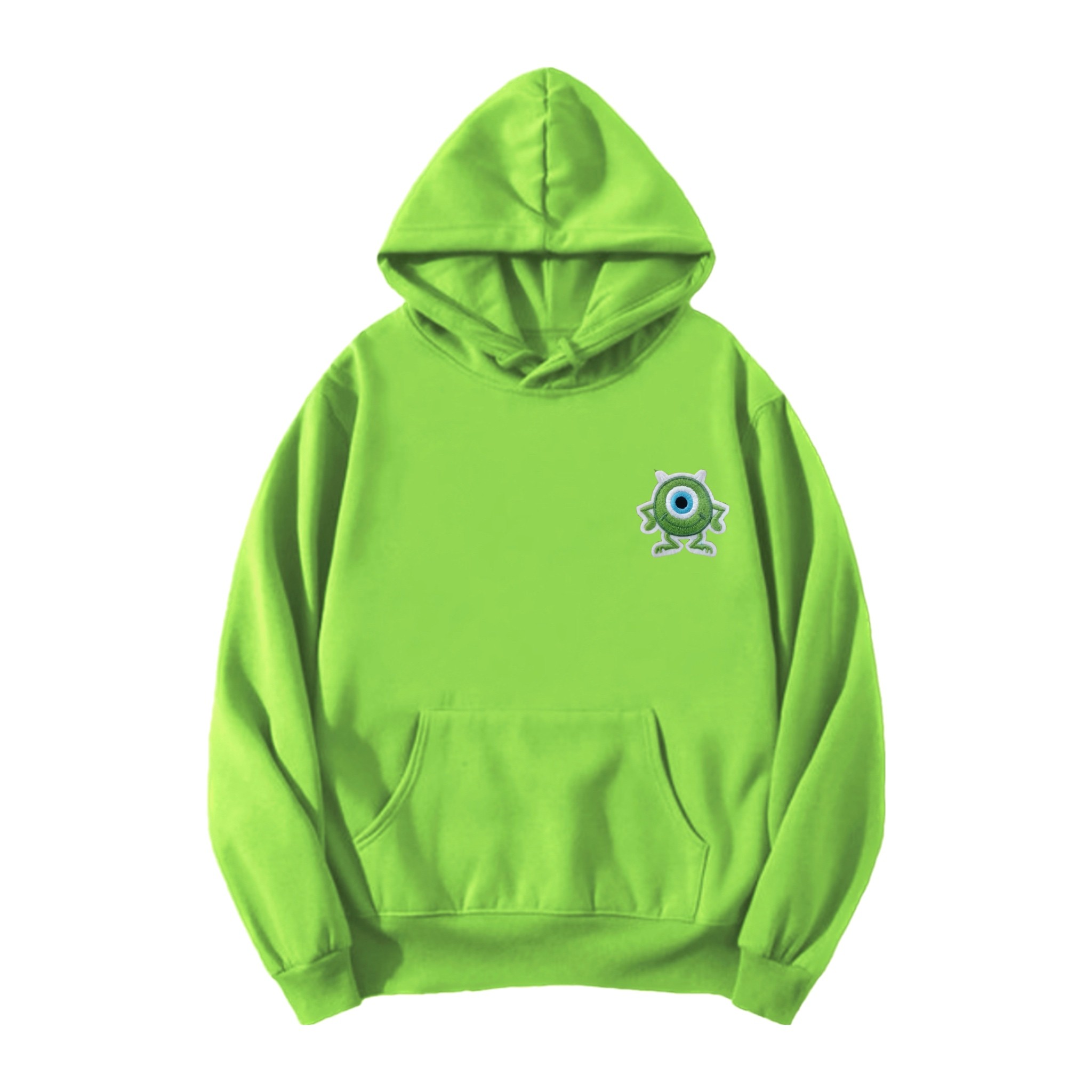 MIKE patched regular fit lime green hoodie 
