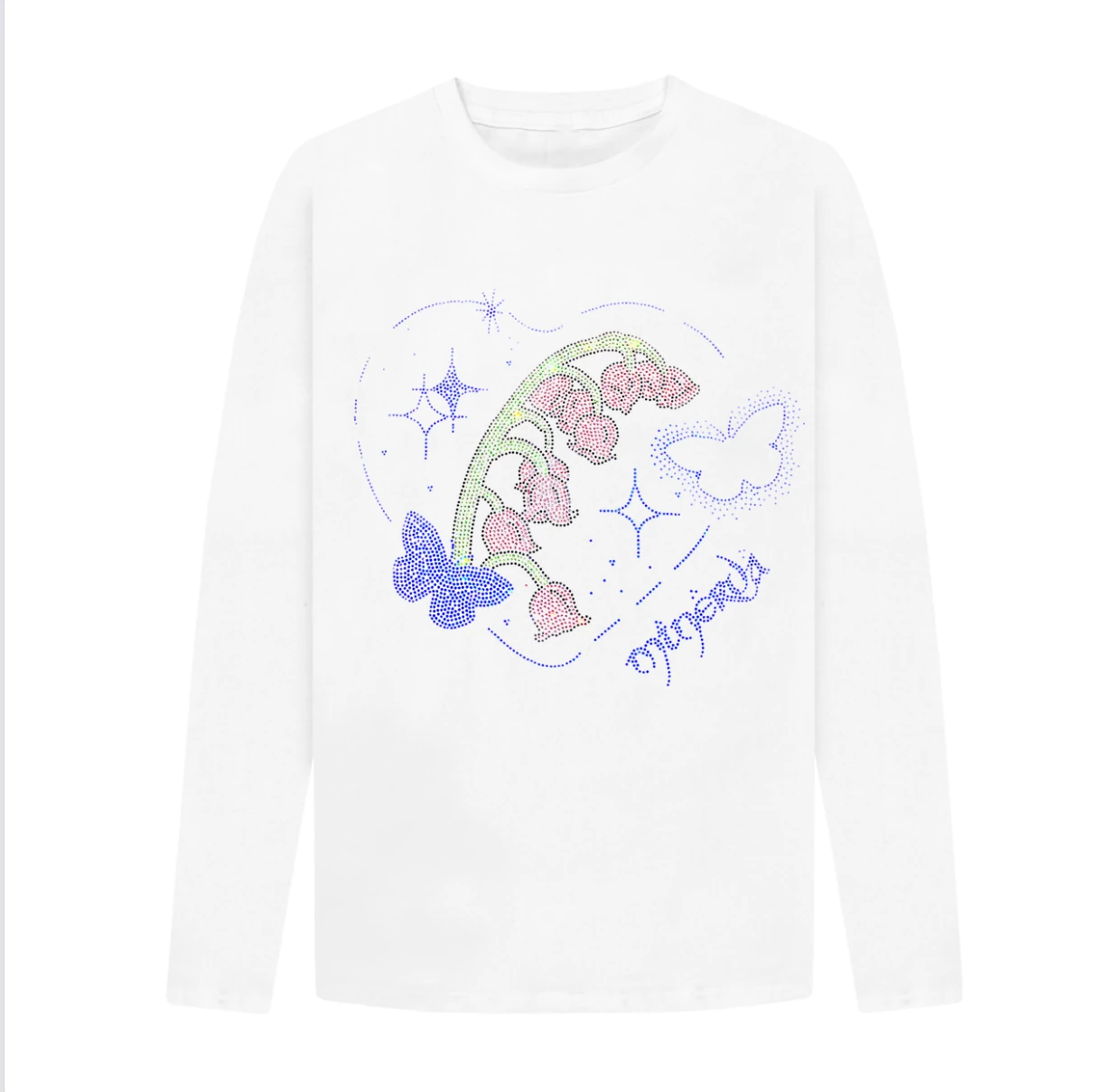 BUTTERFLY EFFECT rhinestone printed long sleeved tshirt