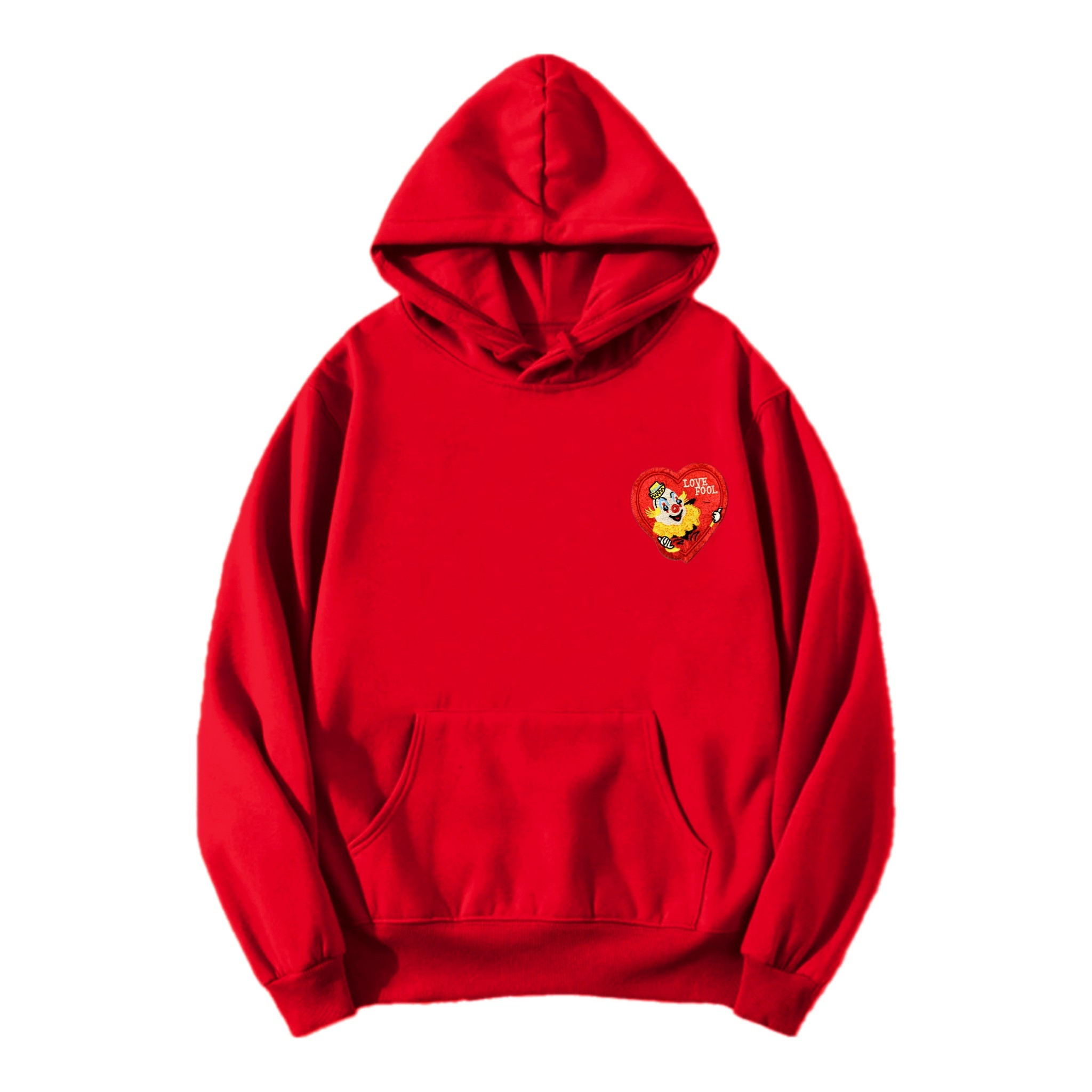 LOVE FOOL red patched regular fit hoodie 