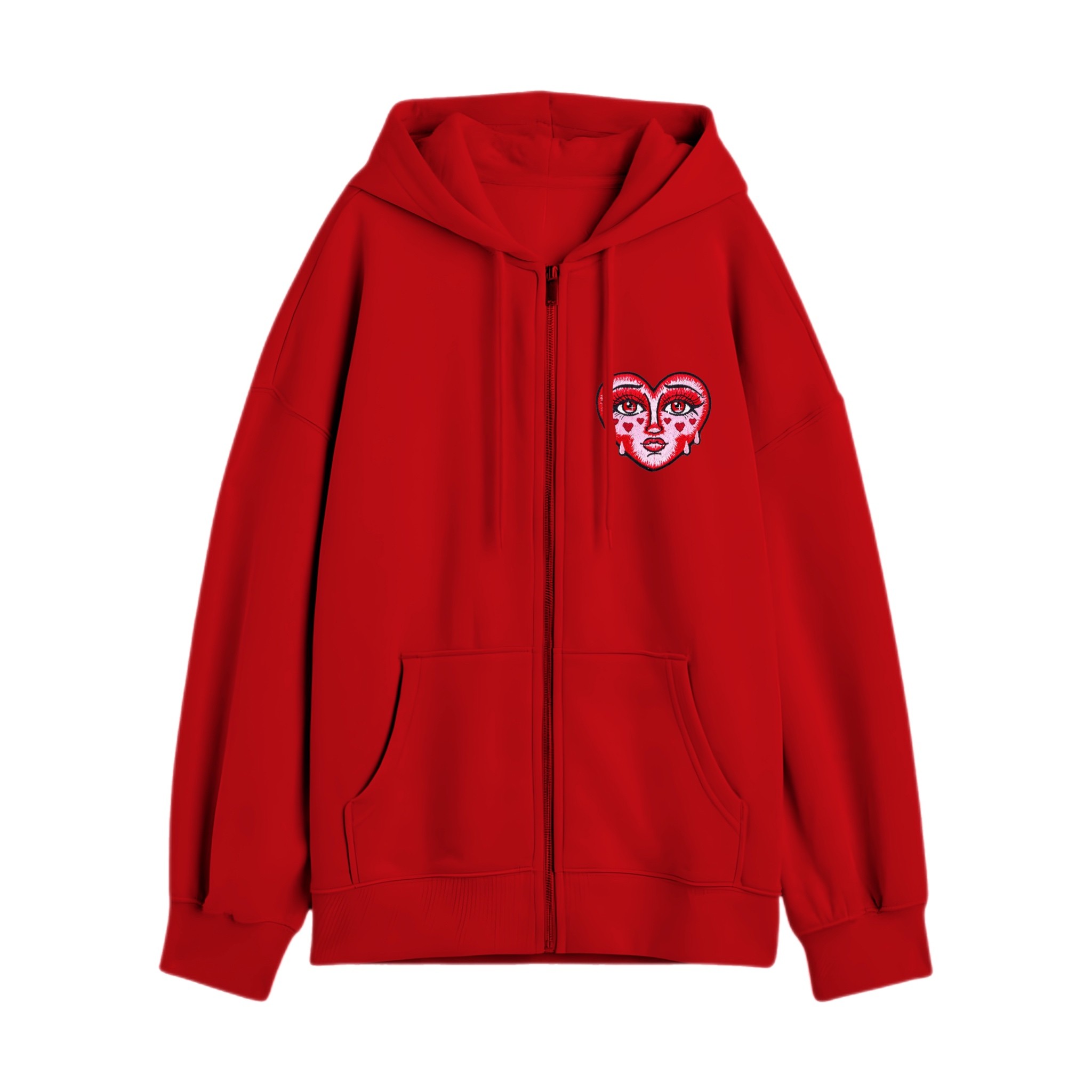 LUVV <3 patched zipped regular fit hoodie