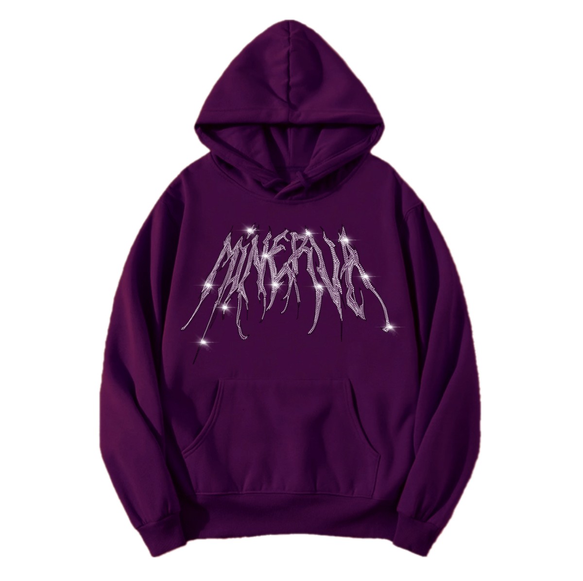 MINERVA RHINESTONE REGULAR FIT DARK PURPLE HOODIE