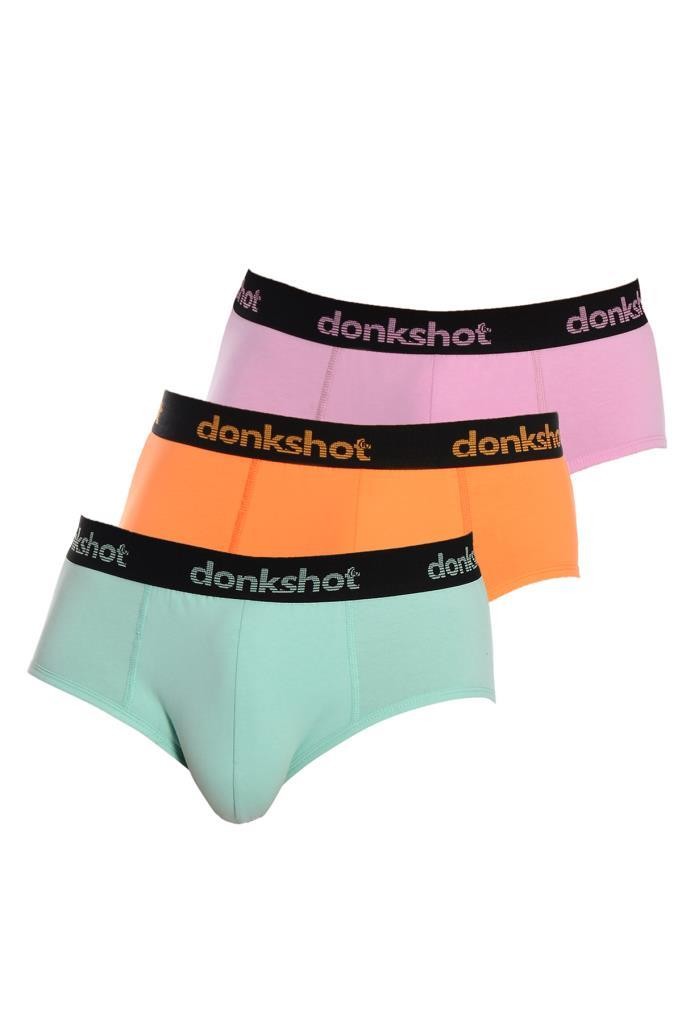 Donkshot 3'lü Likralı Erkek Slip Külot (Mint-Orange-Lila)