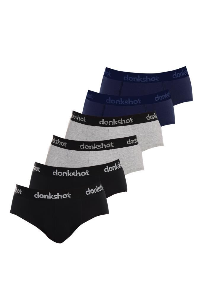 Donkshot 6'lı Likralı Erkek Slip Külot (Siyah-Lacivert-Gri)