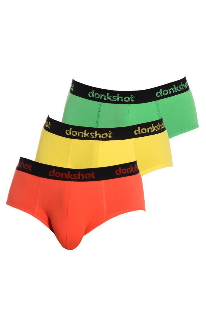 Donkshot 3'lü Likralı Erkek Slip Külot  (Sarı-Yeşil-Kırmızı)