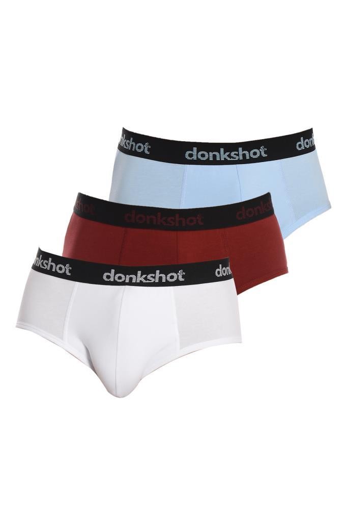 Donkshot 3'lü Likralı Erkek Slip Külot (Mavi-Bordo-Beyaz)