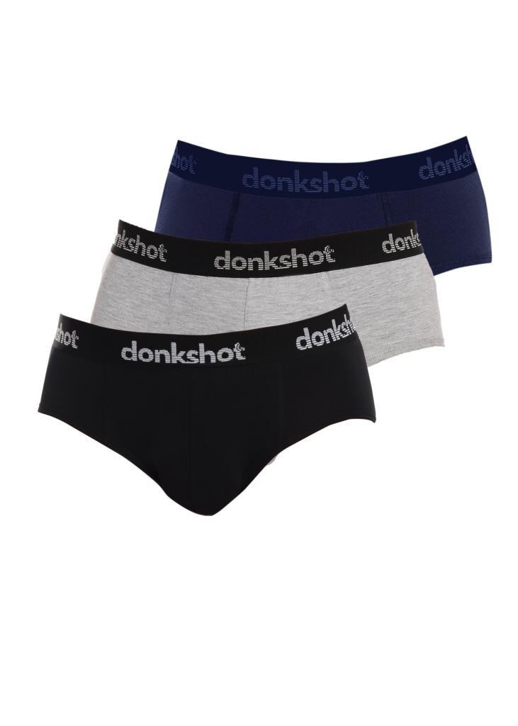 Donkshot 3'lü Likralı Erkek Slip Külot (Siyah-Lacivert-Gri)