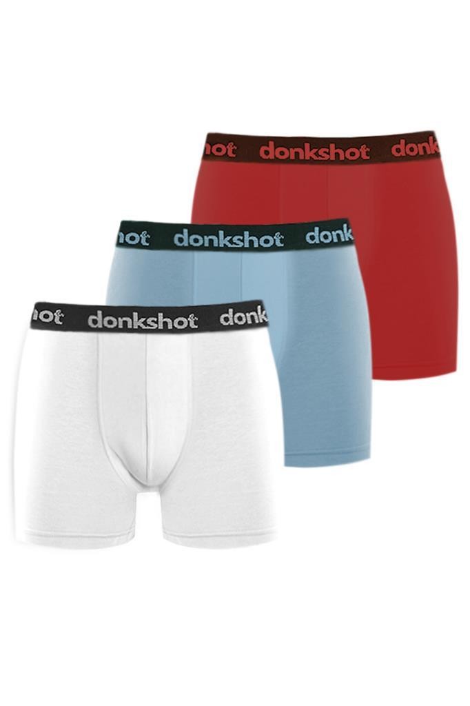 Donkshot Likralı 3'lü Classic Boxer (Mavi-Bordo-Beyaz)