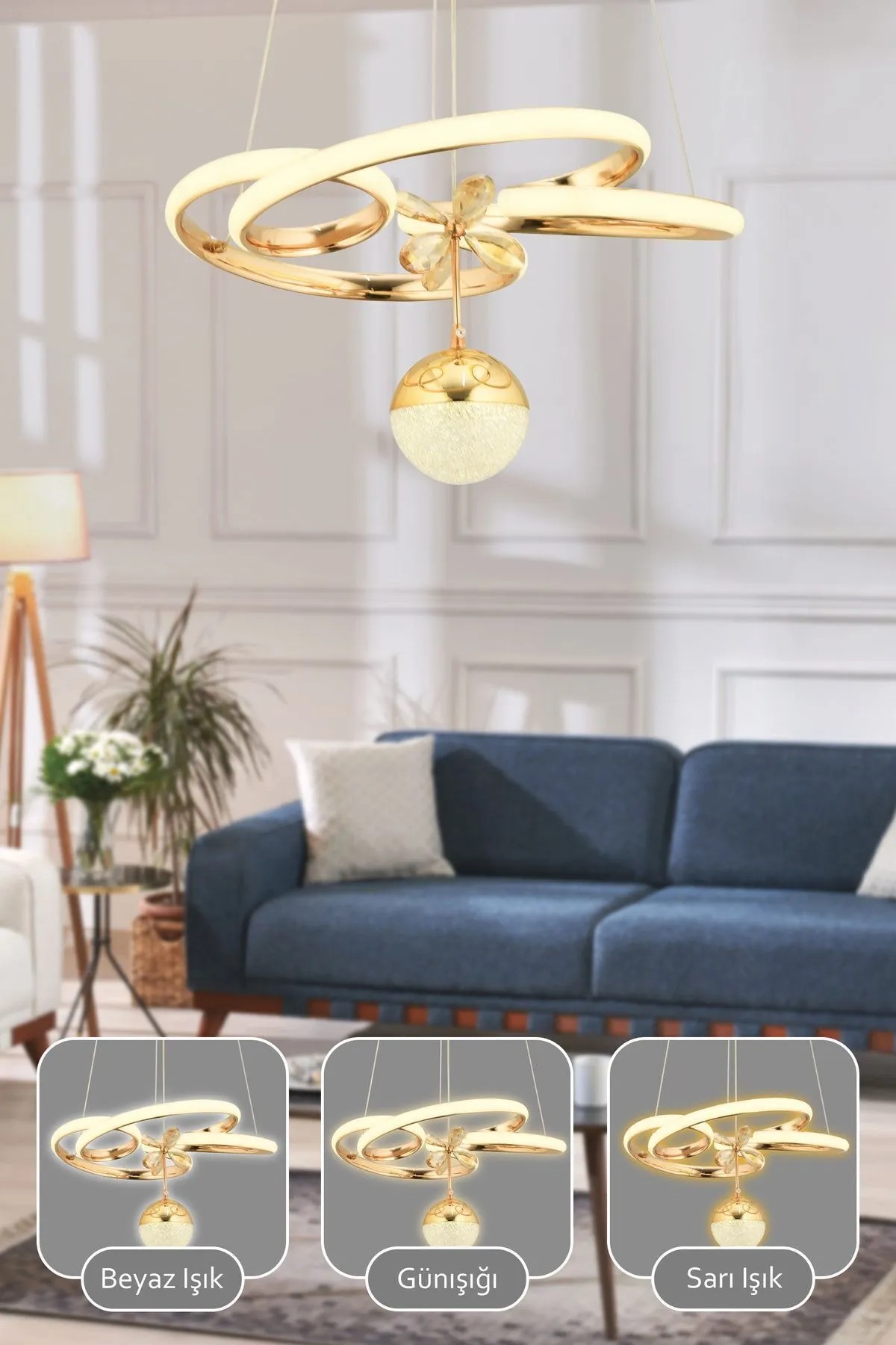 Florya Ledli Avize - Gold