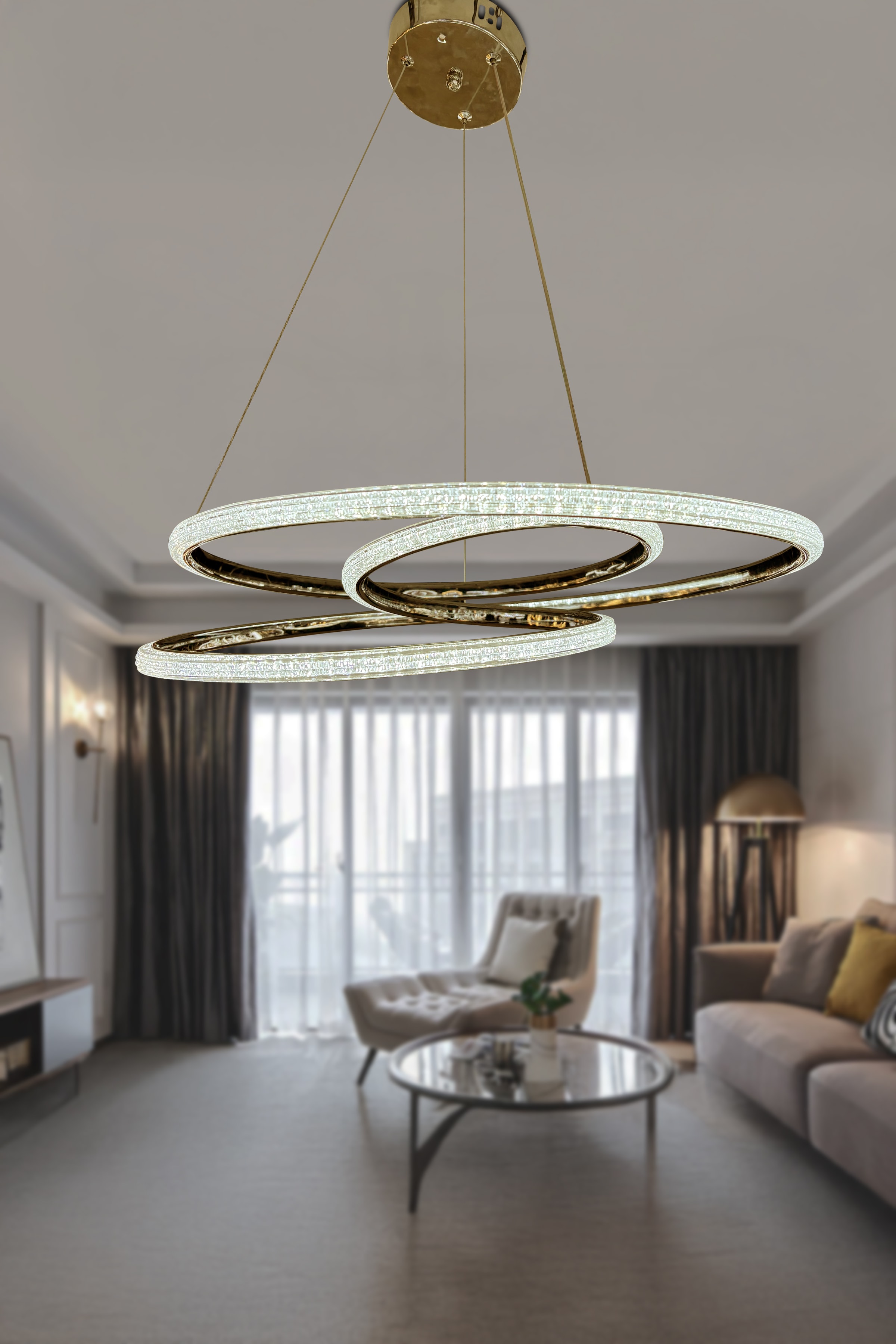 Galaksi Akrilik Modern Sarkıt Led Avize - Gold