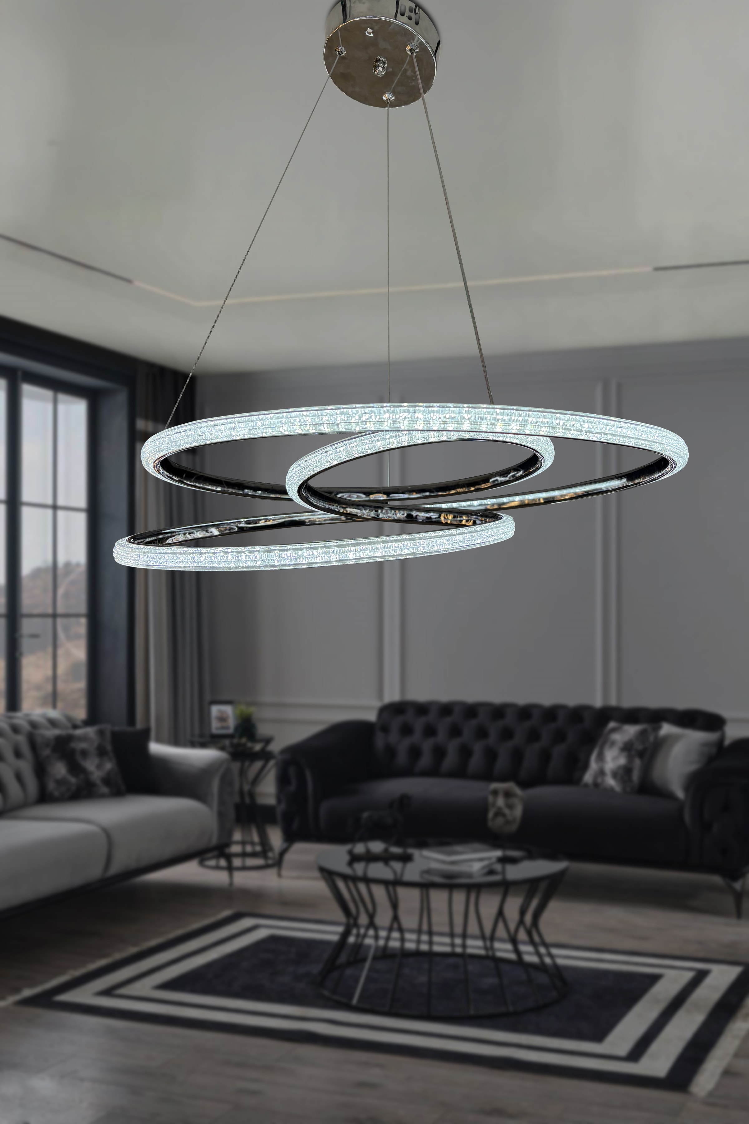 Galaksi Akrilik Modern Sarkıt Led Avize - Krom