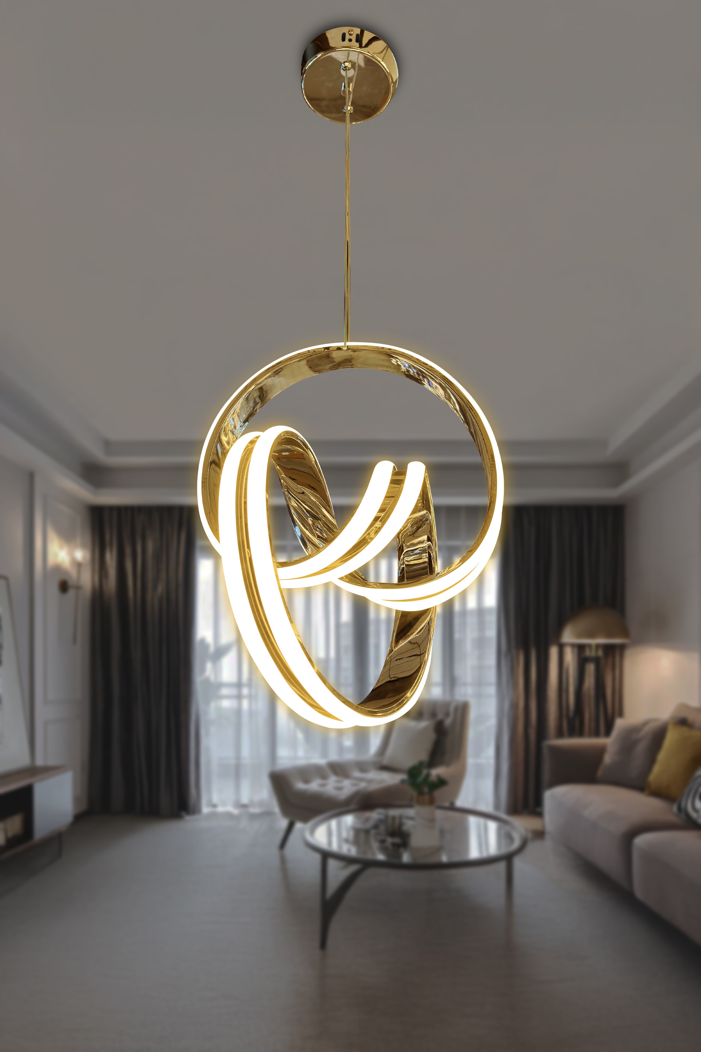 Çift Yönlü İmza Ledli Avize - Gold