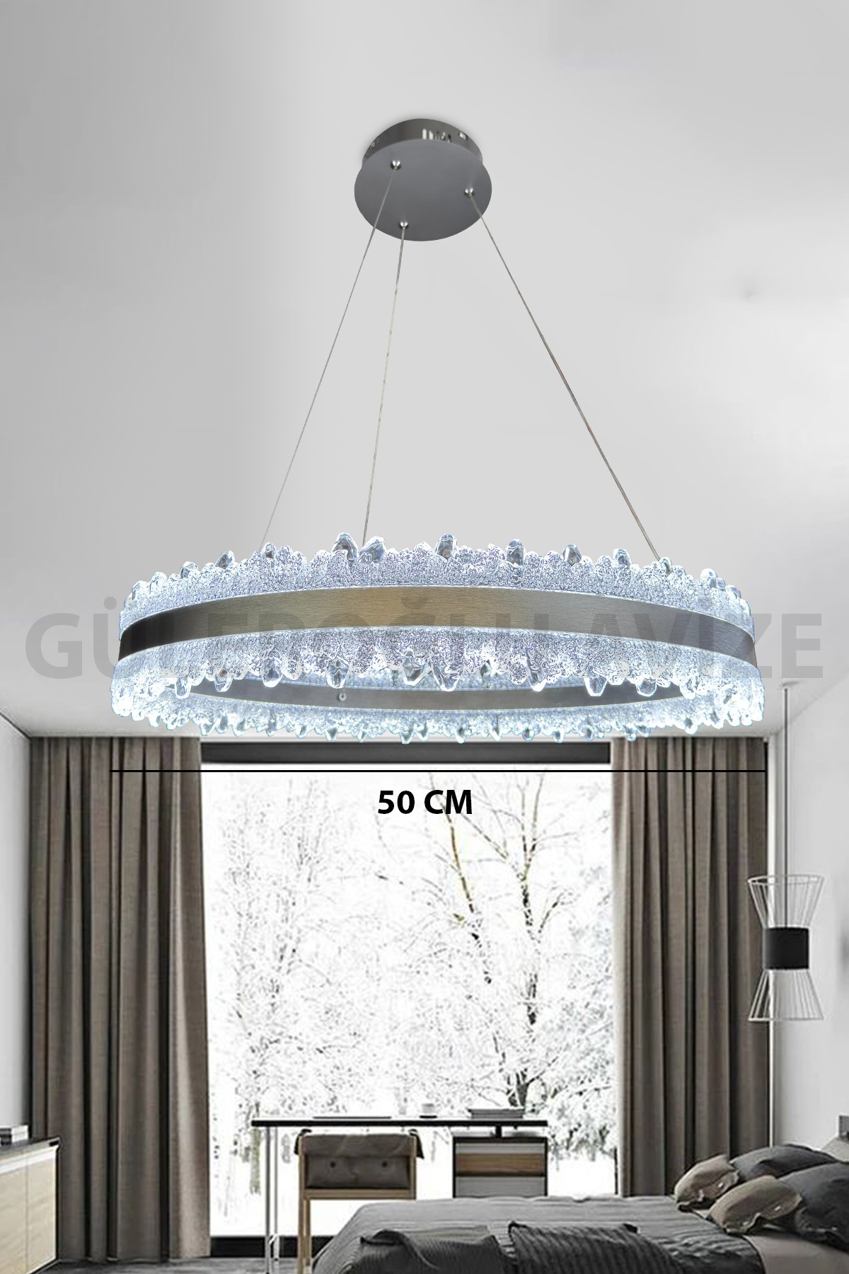 Bulut İthal Ledli Avize 50 CM - Krom