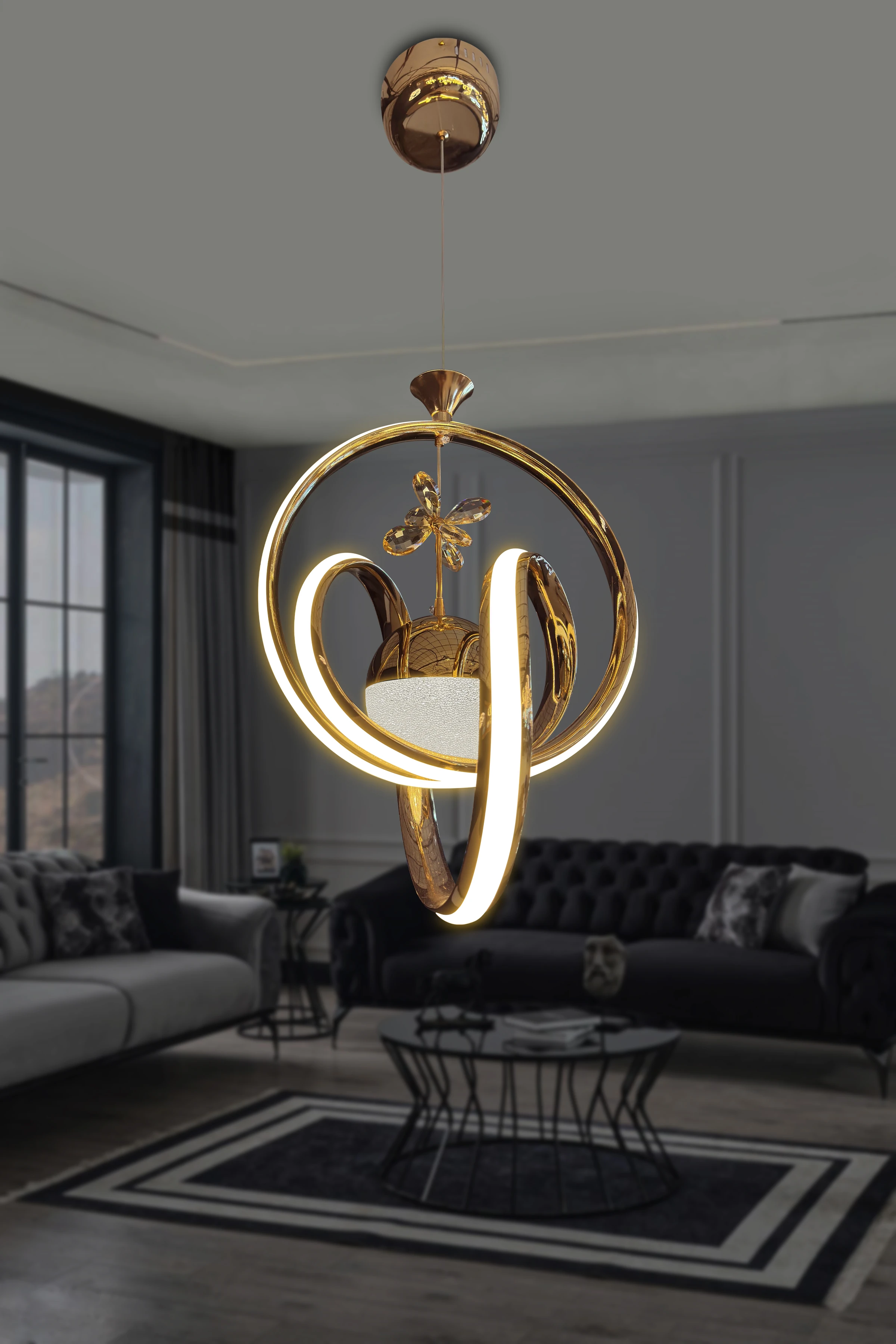 İthal İmza XL Tek Top Kumandalı Led Avize