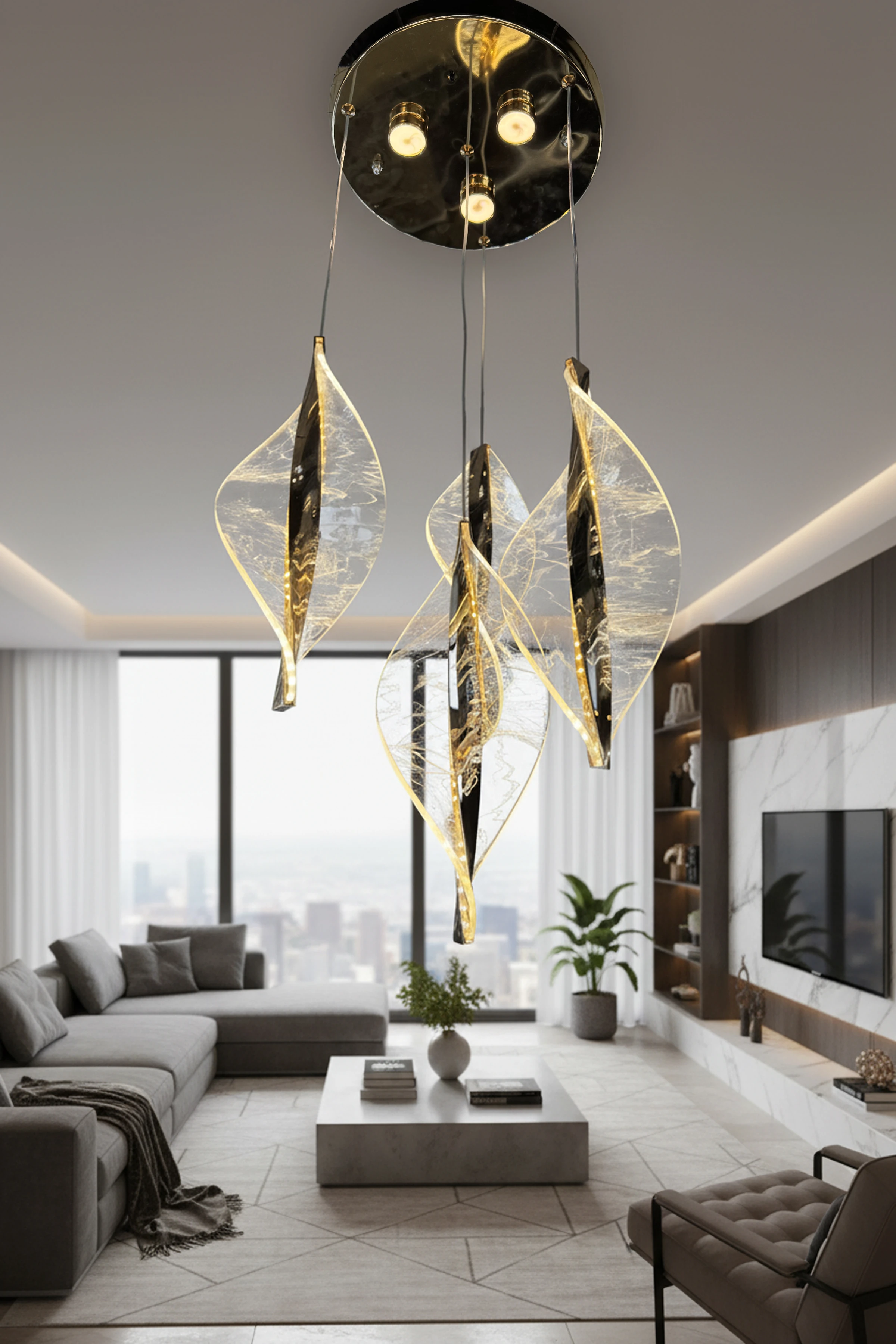 Duman Desenli MARS Ledli Avize kumandalı 