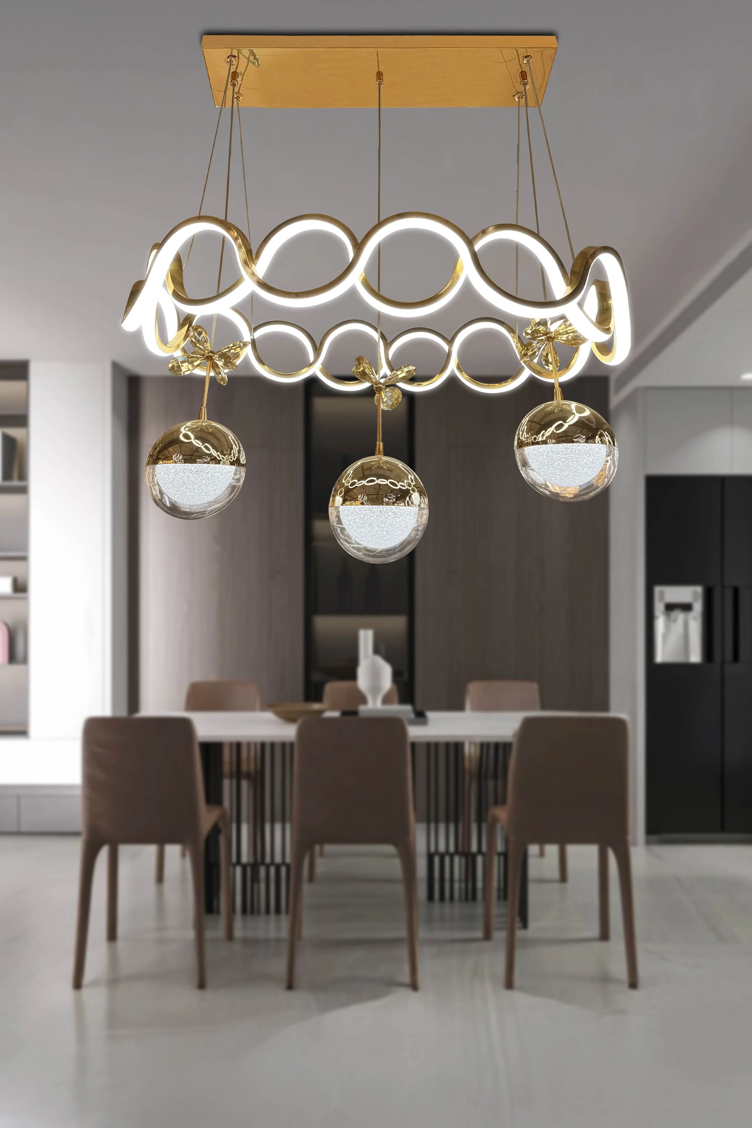 İthal Kuzey Küre Top Drift 3 Top Ledli Avize