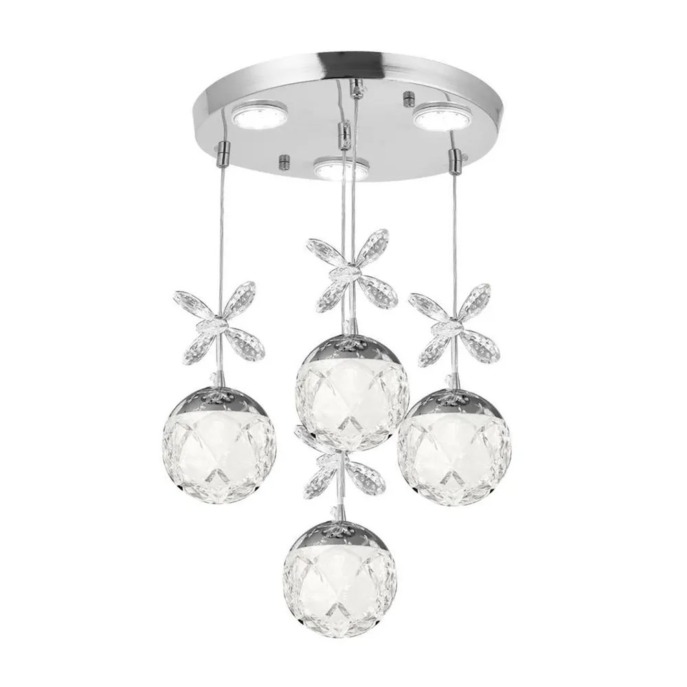 İthal Kesme Camlı Led Avize - Krom