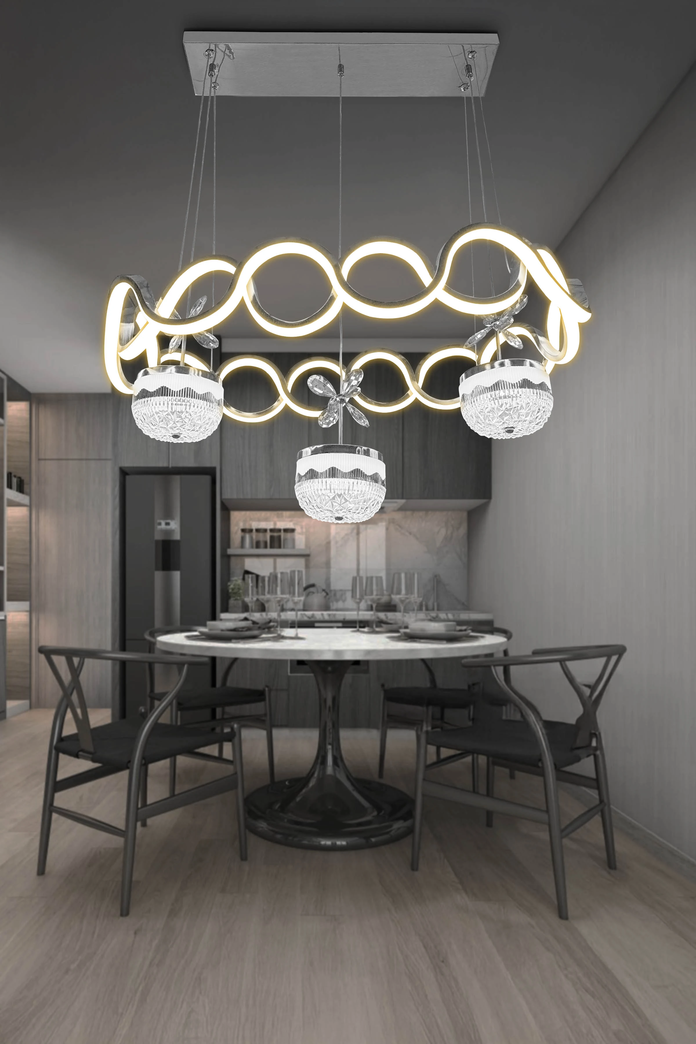 Drfit Taç Top Y.Masası üstü Ledli Avize