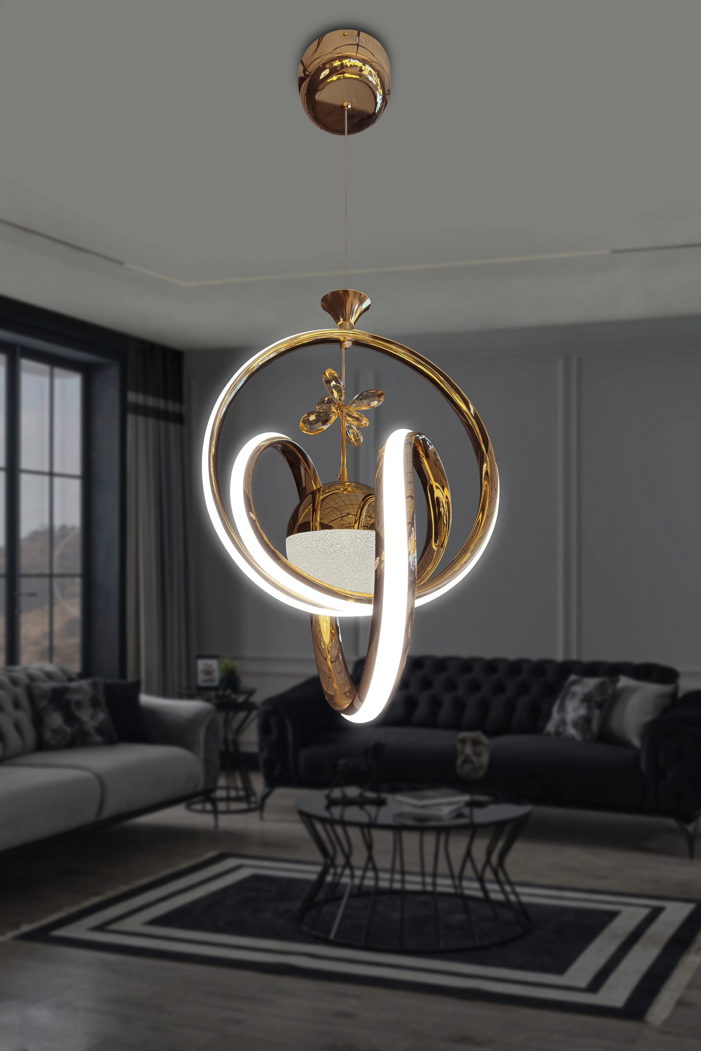 İthal İmza XL Tek Top Kumandalı Led Avize