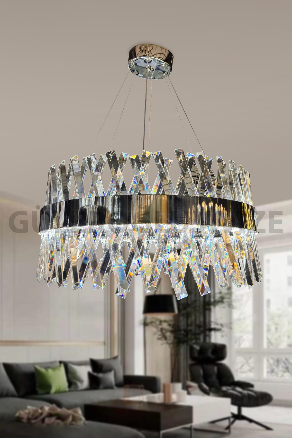 Şehrazat 60 Cm Ledli Avize  - Krom