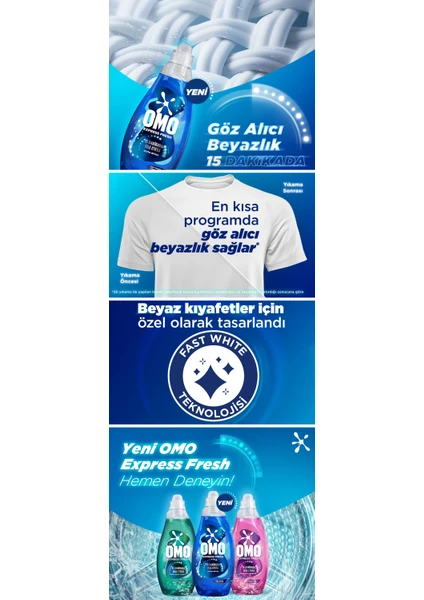 Omo Express Fresh Ultra Beyaz Sıvı Çamaşır Deterjanı 1480 ml