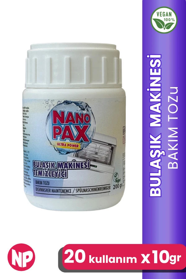 Nanopax Bulaşık Makinesi Temizleyici Tozu Ultra Konsantre 200 Gr ( 20 x 10 gr )