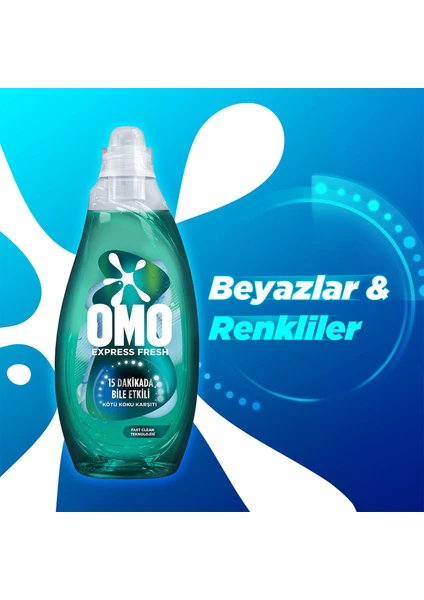 Omo Express Fresh Kötü Koku Karşıtı Beyaz ve Renkliler Sıvı Çamaşır Deterjanı 1480 ml