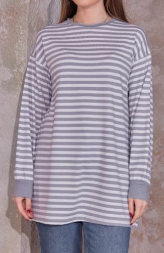 Çizgili tunik-Gri