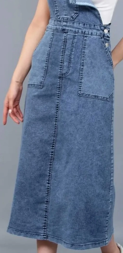 Likralı Kot Salopet -MAVİ