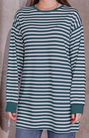 Çizgili tunik-Yeşil