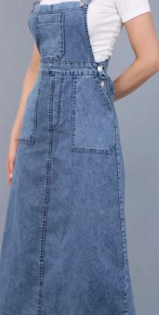 Likralı Kot Salopet -MAVİ