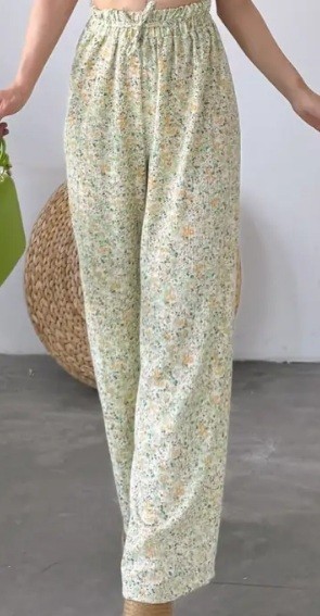 Beli lastikli bürümcük kumaş palazzo pantolon-Sarı